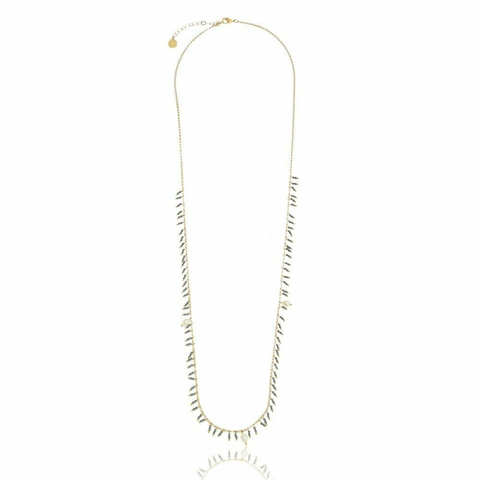 Colar longo hematitas pérolas natural.