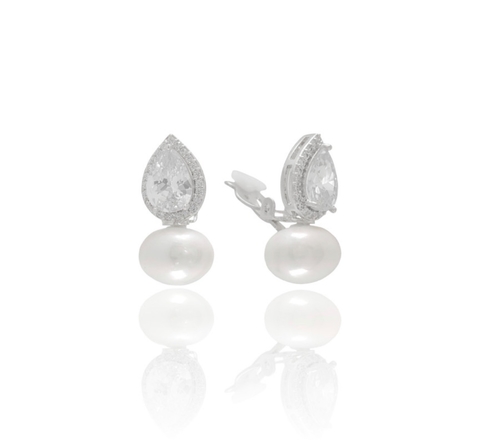 Brincos pressão perolas zircônia.