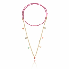 Colar cristais pink.