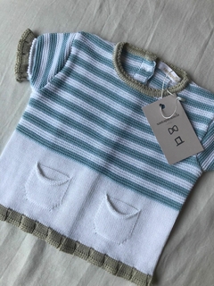 Conjunto hilo celeste y beige - comprar online