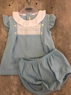 Conjunto punto smock turquesa - santa paciencia