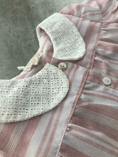 Enterito rayas rosa cuello broderie - comprar online