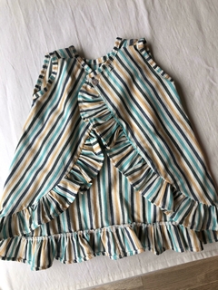 Camisa lineas verde con mostaza - comprar online