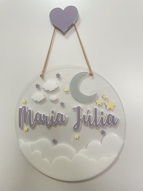 Porta Maternidade acrílico - lua + estrelas