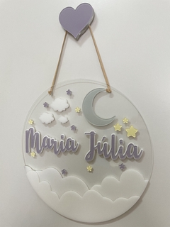 Porta Maternidade acrílico - lua + estrelas - comprar online