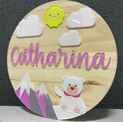 Porta Maternidade - Montanhas + urso
