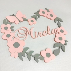 Porta Maternidade - Coração floral