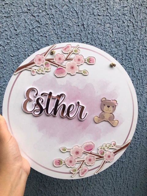 Porta Maternidade - floral + urso