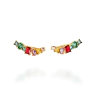 EARCUFF HIT ZIRCÔNIAS COLORIDAS BANHADO A OURO 18K - 3 cm
