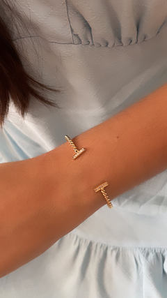 BRACELETE SIENA T CRAVEJADO DE ZIRCÔNIAS BANHADO A OURO 18K