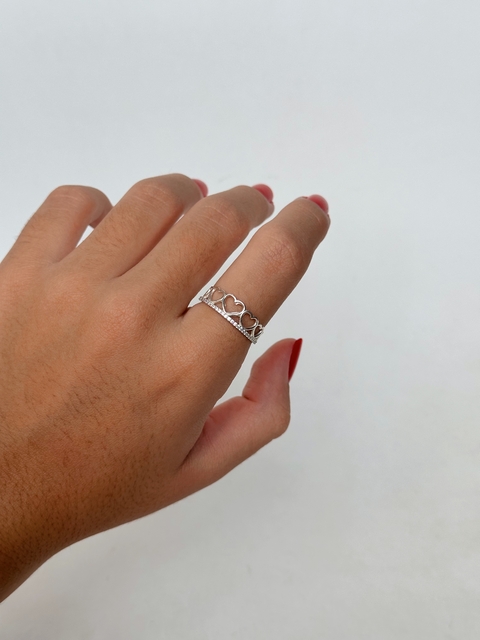 Anel coroa de coração