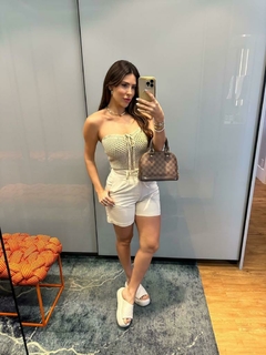 Cropped tomara que caia tricot Elisa - Boutique Karina Rasga