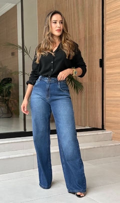 Calça wide leg jeans Dardakjeans - loja online