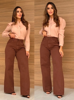 Calça Wideleg color marrom - comprar online
