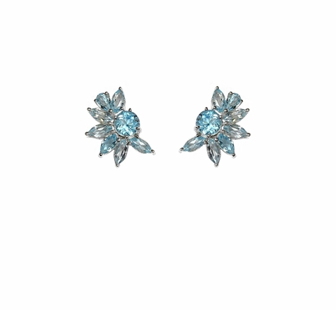 Brinco flower em topázio sky