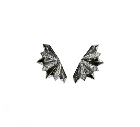 Brinco Leque em Ouro Branco e Diamantes - comprar online