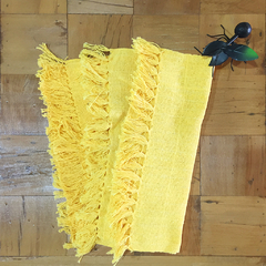 Guardanapo 100% Algodão Acabamento De Franjas Amarelo Ouro 1 Unidade