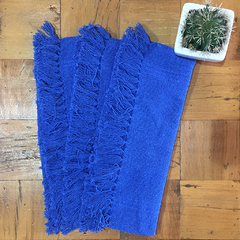 Guardanapo 100% Algodão Acabamento De Franjas Azul Royal 1 Unidade