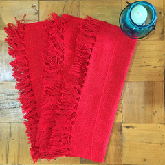 Guardanapo 100% Algodão Acabamento De Franjas Vermelho 1 Unidade