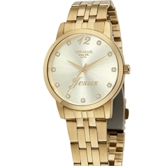 Kit Relógio Seculus Dourado Feminino Colar 44036LPSKDA1K1 - comprar online