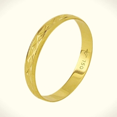 Aliança de Ouro 18k Frisada 3,00mm