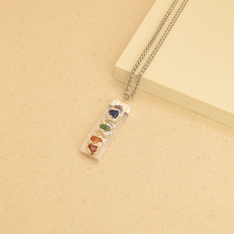 Imagen de Collar VISHNU ( cuarzo cristal - selenita - 7 chakras)
