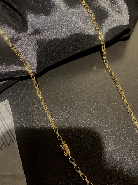 CORRENTE TIJOLINHO FECHO CANHÃO TRADICIONAL (3MM) - BANHADO A OURO 18k