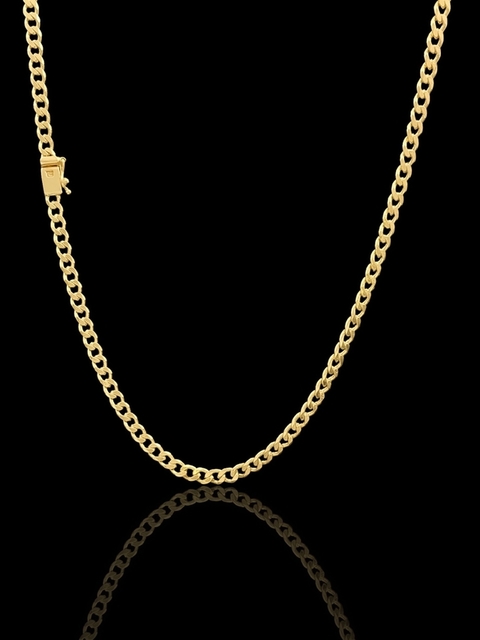 CORRENTE GRUMET FECHO GAVETA TRAVA LATERAL (4MM) - BANHADO A OURO 18k