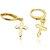 PAR DE BRINCOS MODELO ARGOLA COM CRUZ VAZADA - BANHADO A OURO 18k
