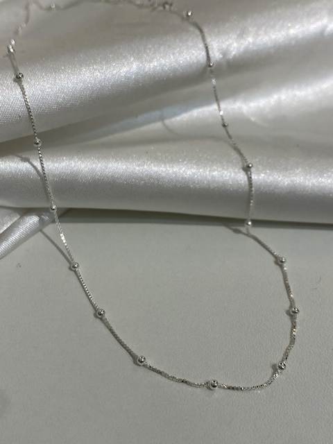 Colar Classic Melissa Prata 925 - Veneziana com bolinhas