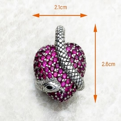 Pingente Coração Pink com Serpente (sob encomenda¹)
