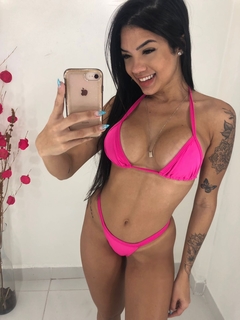 Conjunto de biquíni fio dental marquinha Rosa Pink