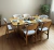 CONJUNTO MESA MADEIRA DE 2.00 X 1.00 tampo com cantos arredondados, com 6 cadeiras em madeira. na internet