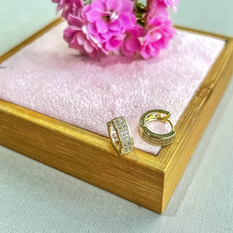 Argolinhas Cravejada PP - Banho Ouro