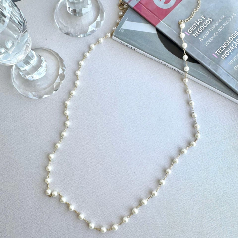 Colar Longo de Pérolas - Banhado a Ouro 18K - comprar online