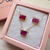 Conjunto Delicadeza Colar e Brinco Zircônia Rosa - Banhado no Ouro 18k - comprar online