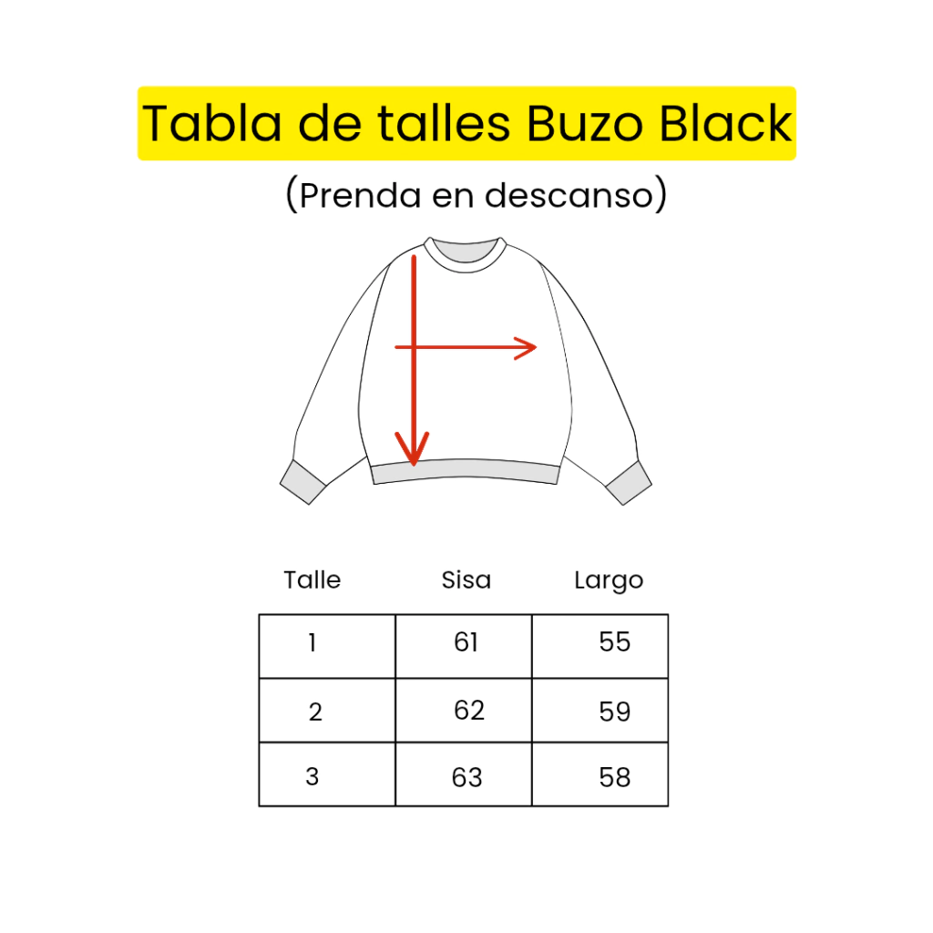 Tabla de talles teens