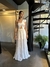 Vestido Angra longo um ombro camadas crepe de tule