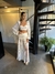 Conjunto Santorini manga bufante cropped e saia tule textura