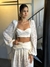 Conjunto Santorini manga bufante cropped e saia tule textura - loja online