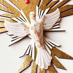 Enfeite Cruz Divino Raiado Dourado - comprar online