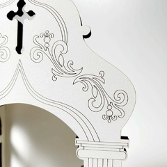 Capela de Madeira Branca Estilizada - 32 cm