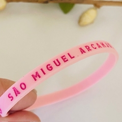 Pulseira de Silicone Fina São Miguel Rosa - LANÇAMENTO! - loja online