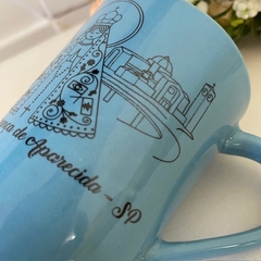 Caneca de Porcelana de Aparecida e Basílica - AZUL
