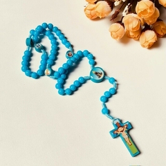 Terço Santinho Infantil Acrílico Azul