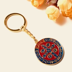 Kit Chaveiro e Caneta Medalha de São Bento Dourado 