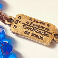 Terço em Cristal Azul  Contemplação dos Mistérios