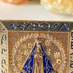 Enfeite de Mesa Nicho de Aparecida Dourado com Strass