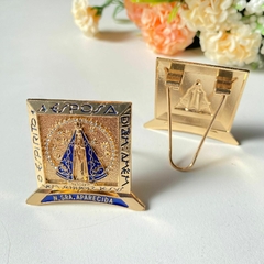 Enfeite de Mesa Nicho de Aparecida Dourado com Strass
