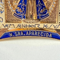 Enfeite de Mesa Nicho de Aparecida Dourado com Strass